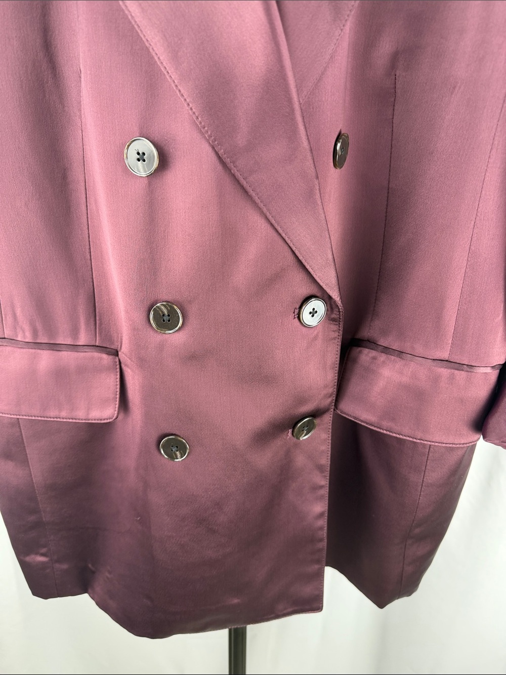 Banana Republic Isa Italian Satin Double-Breasted Blazer in Purple Prune - Picture 5 of 15